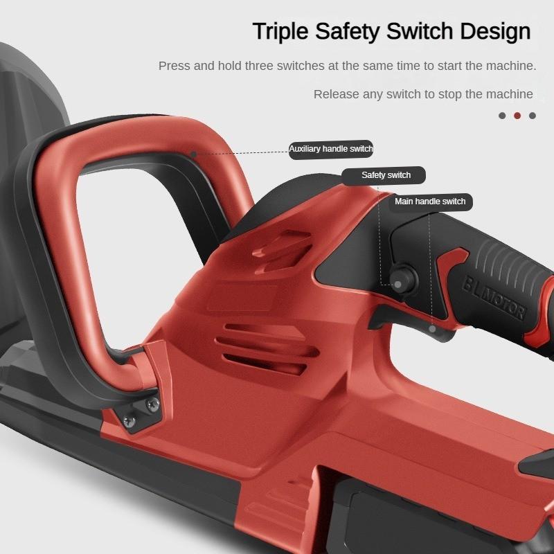 Household Rechargeable Handheld Grass Trimmer Garden Pruning Power Tool Blue/Red Portable Brushless Electric Hedge Trimmer