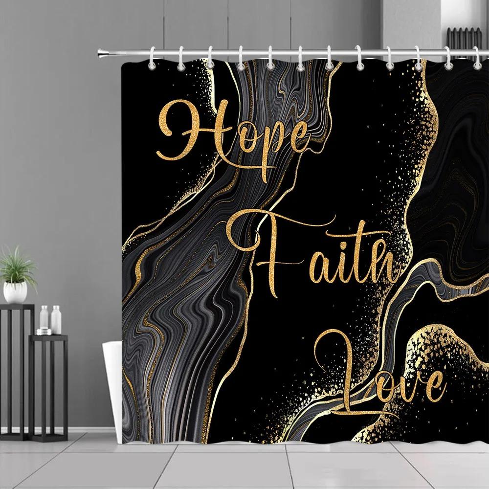 Blue Gold Marble Shower Curtains Golden Cracked Lines Abstract Modern Home Washable Polyester Fabric Bath Curtain Bathroom Decor