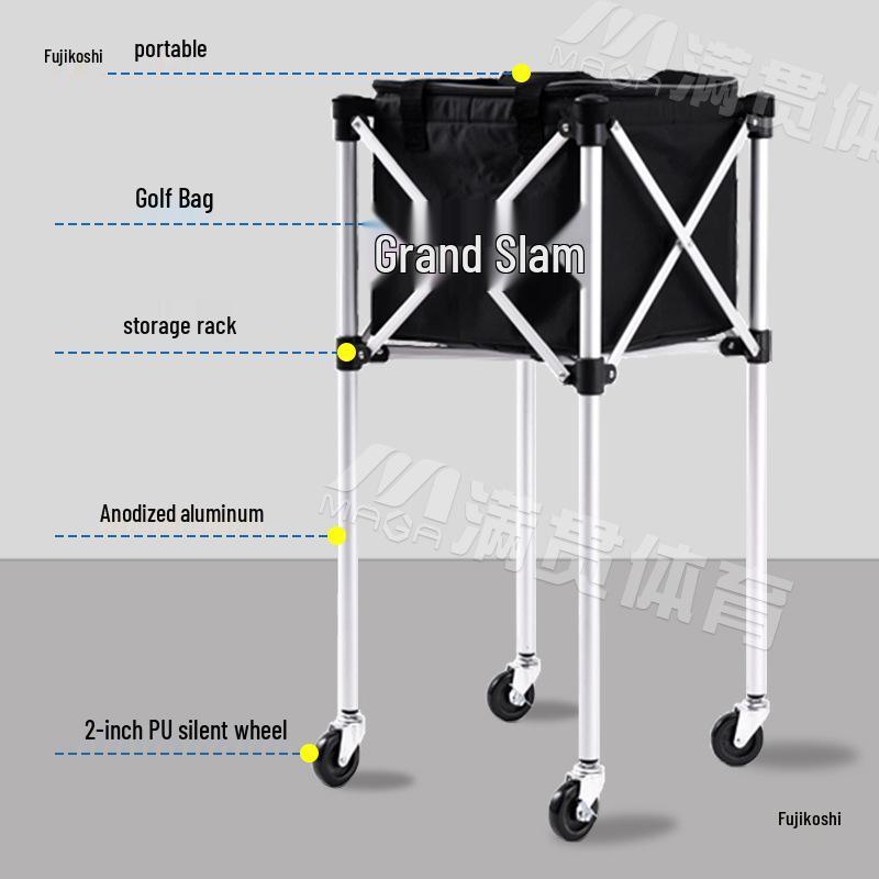 Skládací přenosný vozík na skladování a sběr tenisových míčků
