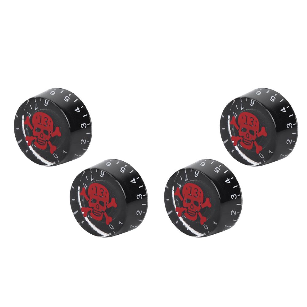 

4Pcs Electric Guitar Acrylic Skull Number 13 Pattern Tone Volume Control Knob Replacement(Red)