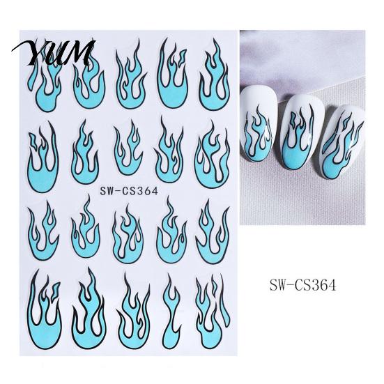 Waterproof Nail Art Women Stickers for Autumn Halloween, Pumpkin Spider Web Skull Flame Supplies Manicure Decal, DIY Holiday Party Decal