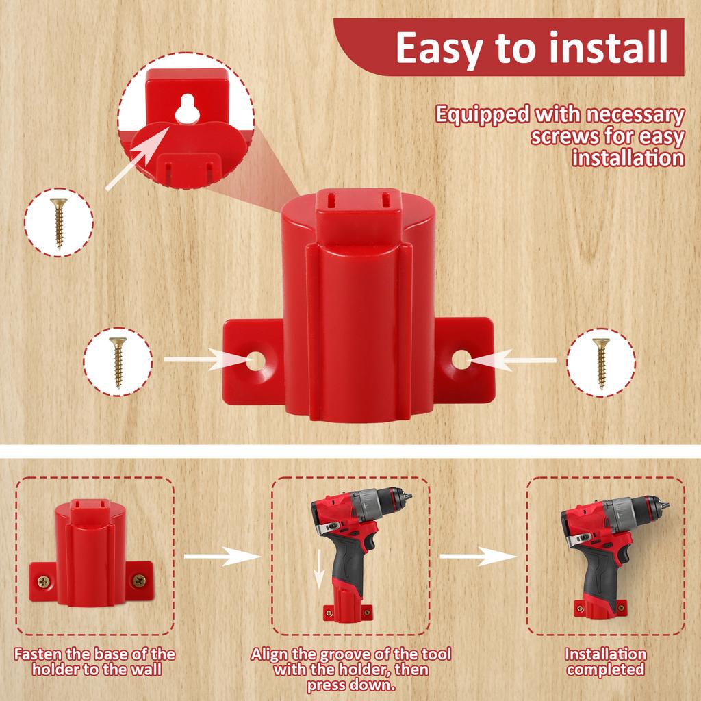 12/6 st Verktygshållare Fäste Kompatibelt för Milwaukee M12 12V Borrmaskin Verktygshängare ABS Plast Verktygsbatterihållare för Elverktyg