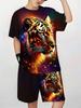 Kinder Set Cooler Tiger Wolf Löwe Druck Sommer Kurzarm Mode Bequem Jungen Anzug Outdoor Trendige Kinderkleidung