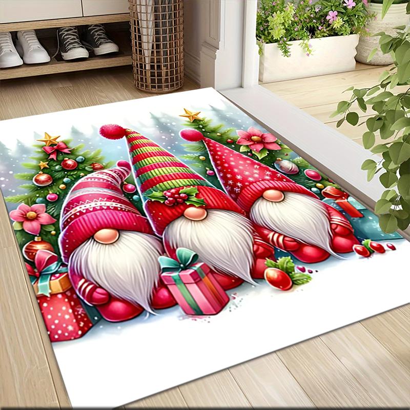 1Pc Christmas Gnome Celebration Carpet Rug Soft Washable Antislip Home Living Room Sofa Mats Personalized Christmas Rug