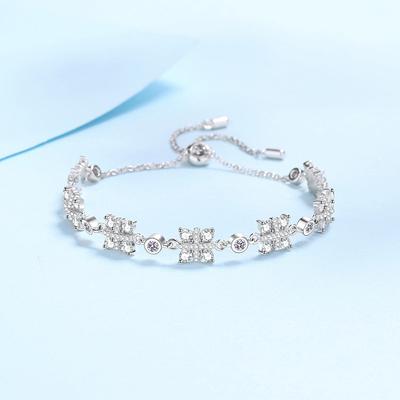 S925 srebro Moissanite bransoletka dla kobiet pozłacane Pt950 złota regulowana bransoletka push-pull prezent w stylu koreańskim