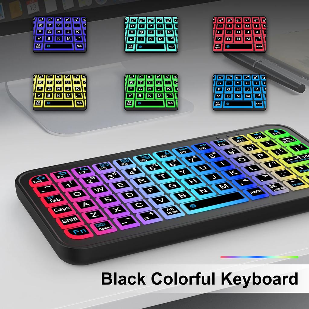 Mini Backlit RGB Bluetooth Keyboard for PC Tablet Laptop Rechargeable Wireless Bluetooth Keyboard