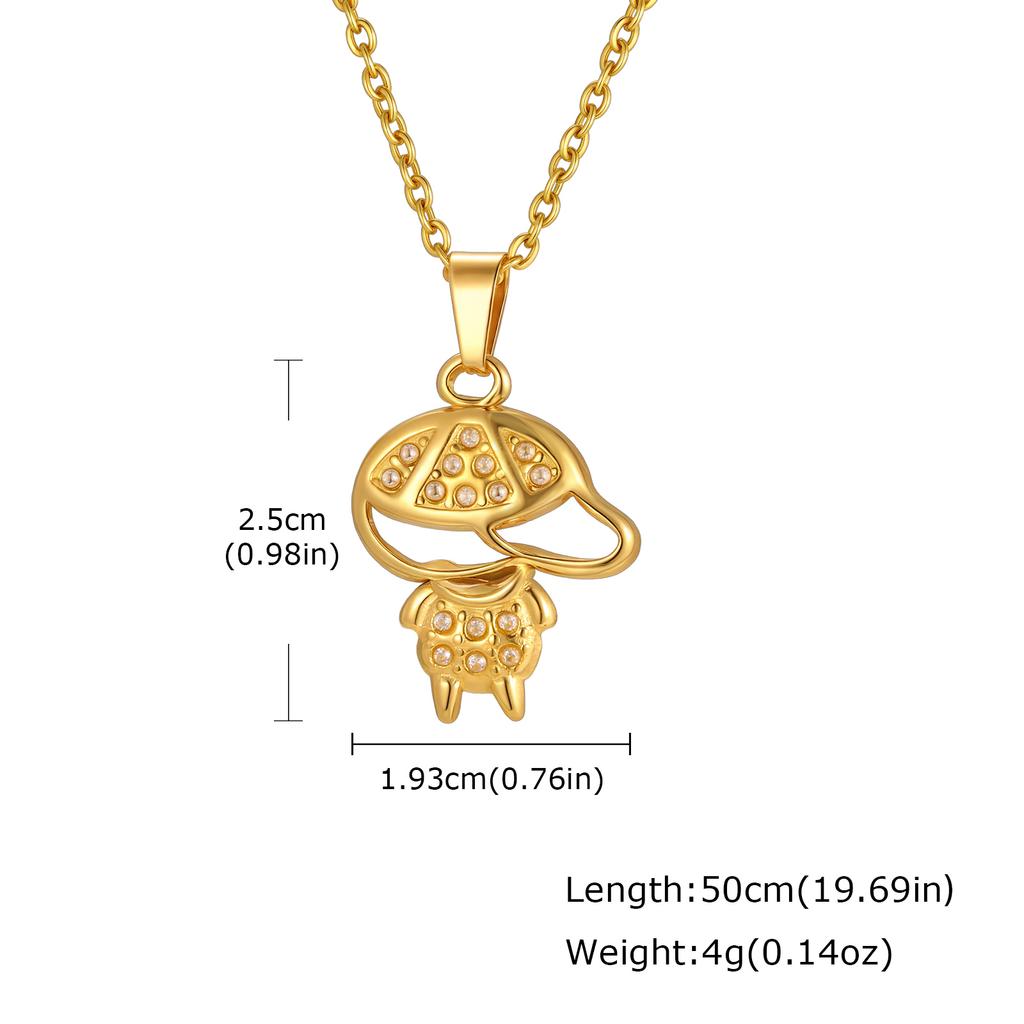 Little Boy Little Girl Necklace for Men Women Couple,Gold Color Crystal Zircon Hat Boy Pigtail Girl Sweater Chain Collar Gift