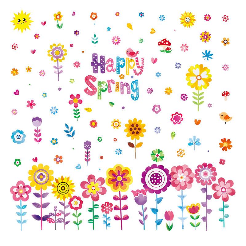 Spring Floral Window Clings Glass Decals Static Flower Stickers for Home Window Door Garden Decor