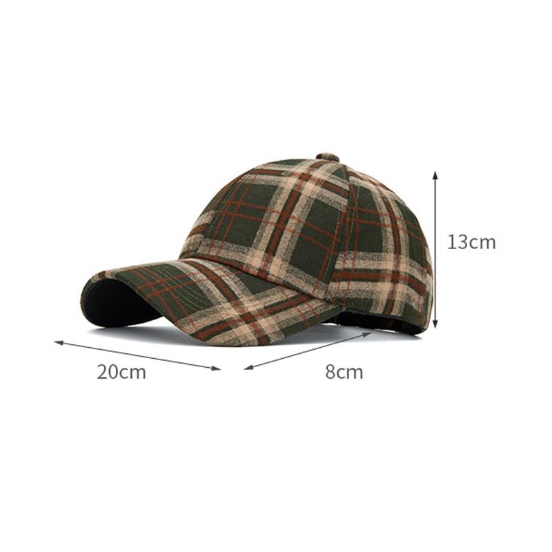 Vintage British Plaid Baseball Cap for Unisex Autumn Winter Outdoor Warm Cap