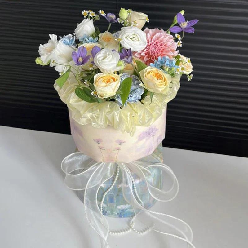 10ks Kulatý Kytice Šablona Kraftový Papír Květiny Růže Balení Vložka Balicí Papír Květinářství Materiály Pomocný Nástroj