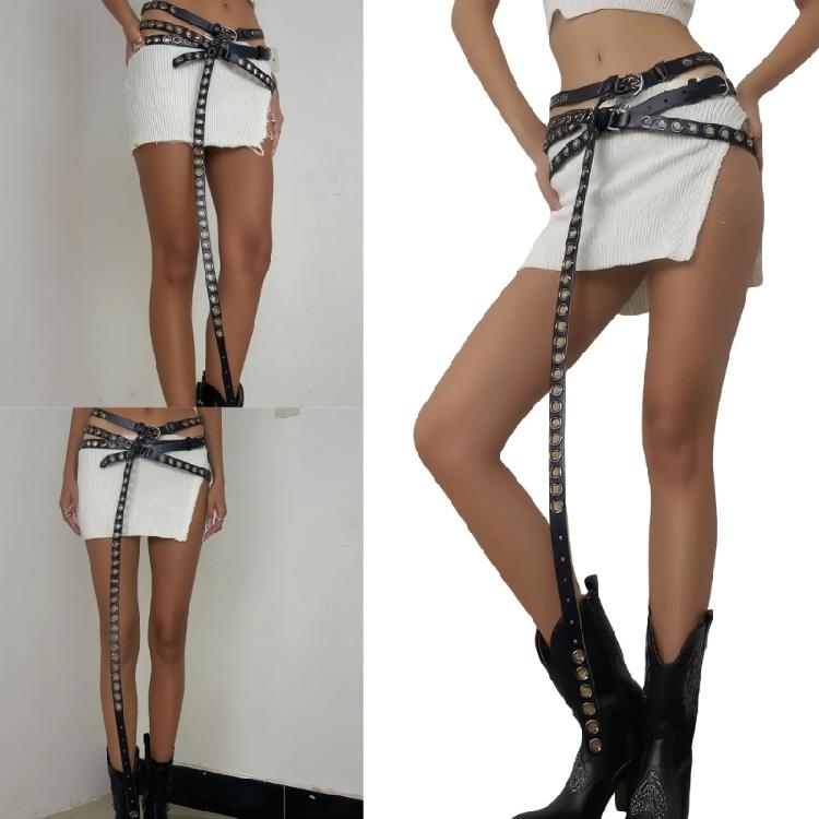 368cm Extended Thin Belt Stylish Multiloop Design Waist Girdle Soft PU Leather Waist Strap For Various Outfits