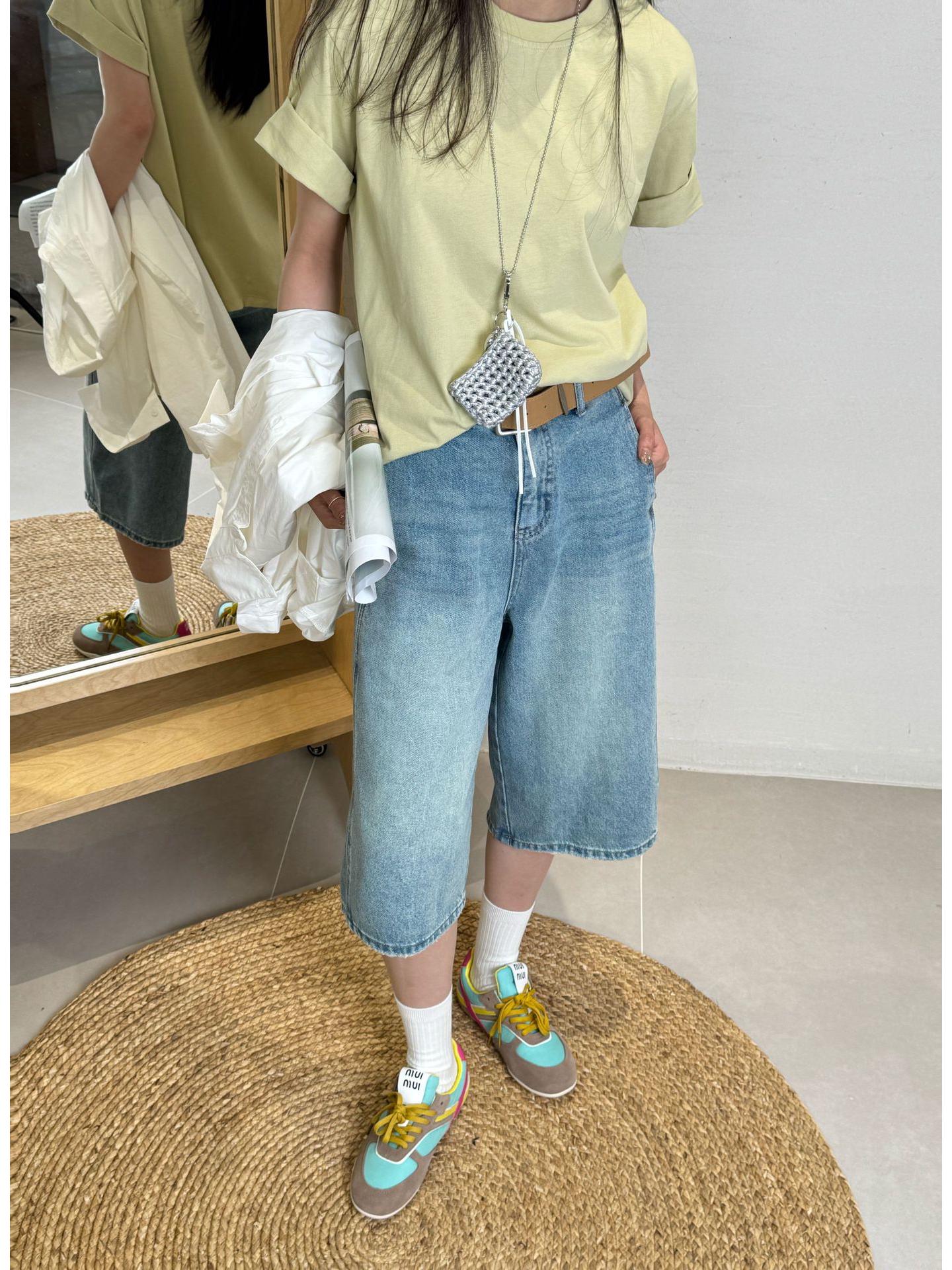 

Spring European & Korean Style Wide-Leg Jeans with Belt - Fashionista 82359 Extra Large светло-синий