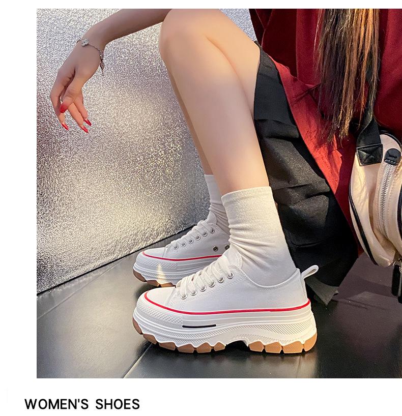 Women's Thick-Soled Breathable Canvas Shoes, 2025 Spring Collection - Korean Style Anti-Skateboard Casual Sneakers R301