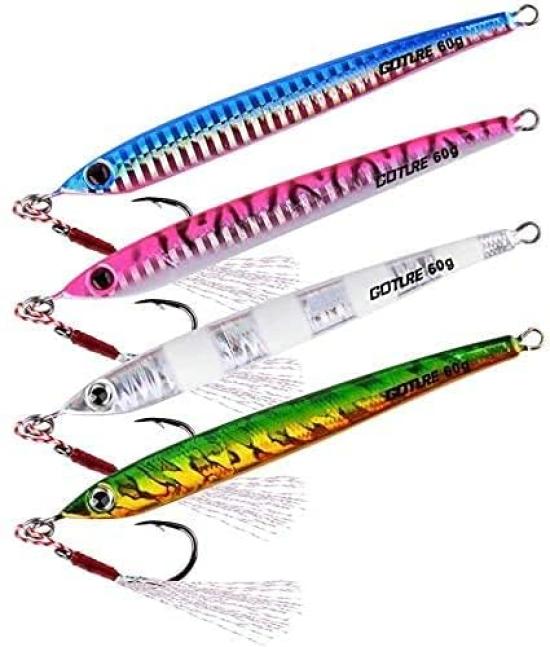 

Goture Saltwater Fishing with Assist Glow Vertical Vertical Sea Fishing Jigging Spoon Lure for Striped and More Jig, 100g/150g Hook, Jig, High-Speed