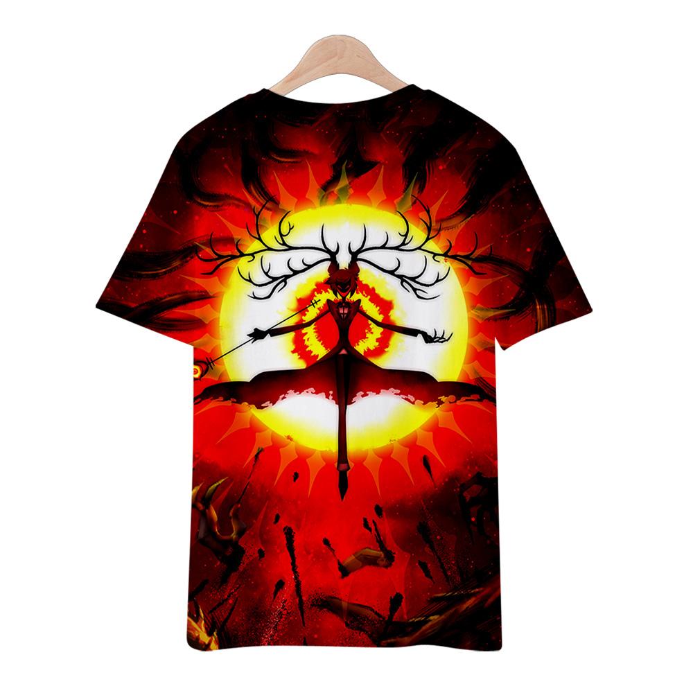 Hazbin Hotel Anime Damen Herren T-Shirts Grafikshirt Cartoon bedruckt O-Ausschnitt Übergroße kurze Ärmel Mode Herrenbekleidung Streetwear