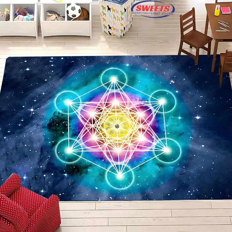 Neue Produkte schnell versandt! 3D Heiliger Metatron-Würfel Muster Teppich Wohnzimmer Teppich Schlafzimmer Sofamat Kinder Rutschfeste Bodenmatte