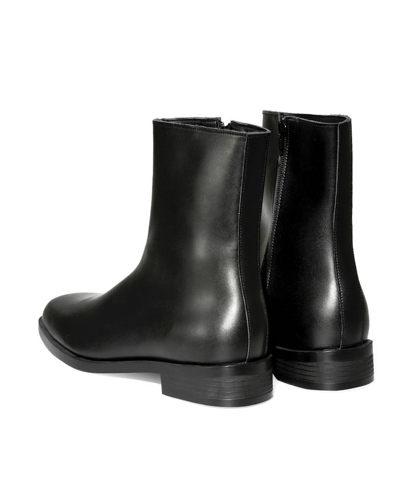 Customade Daniel Cowhide Square Toe Zipper Boots 4Cm (Cr0086Bk)