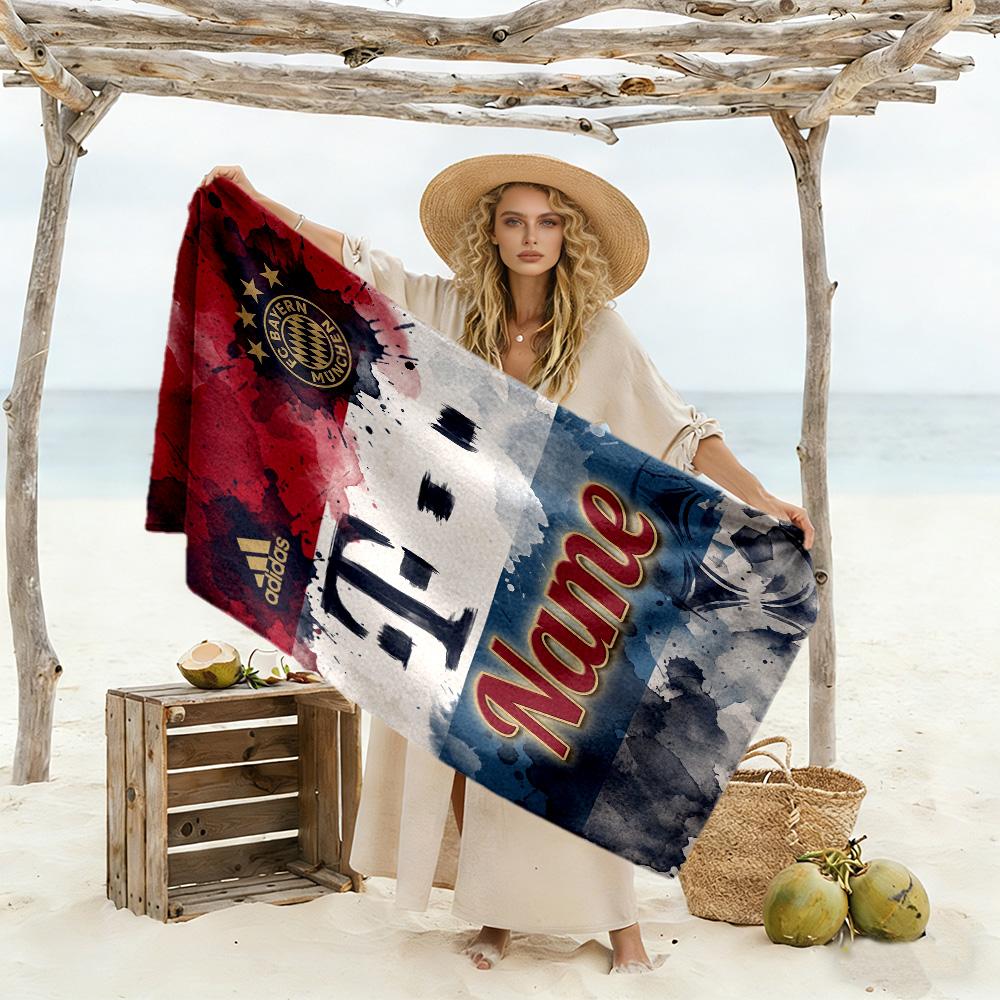 Bayern Munich Poster Customize Your Name Beach Towel Super Soft Microfiber Quickdry Fabric