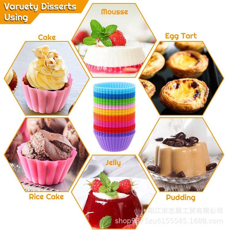 Silicone Muffin Cups Round Baking Molds Nonstick Reusable Cupcake Bakeware Home Kitchen Oven