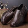 Spring men's casual shoes leather soft sole non-slip middle-aged and elderly shoes breathable leather shoes dad shoes first layer cowhide single shoes