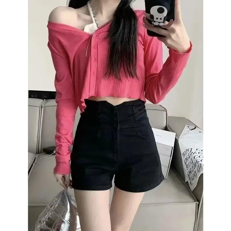 Ultra High Waist Black Denim Shorts - Super Short Summer Hot Pants