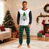 Matching Family Christmas Pajama Set Long Sleeve Neck Print Top with Pants for Adults and Kids