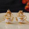 Enamel Chipmunk Teapot Earrings Trendy Pendant Necklace Stylish Woman Accessory