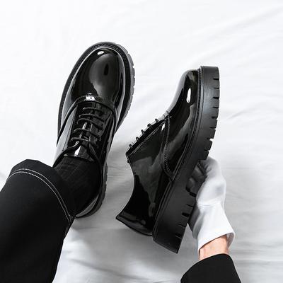 Pantofi noi din piele cu platformă, cu cap mare, pentru bărbați, pantofi casual lucioși din piele lăcuită, mocasini cu toc gros, pantofi pentru bărbați, hairstylist