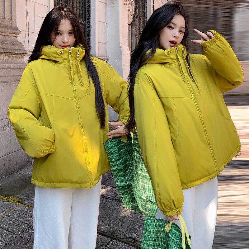 Casual hooded jacket women's 2025 autumn and winter new baseball jersey small short down cotton jacket