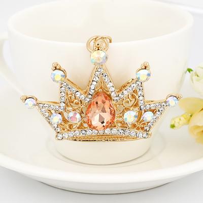 New Crystal Crown Keychain with Metal Inlaid Diamond Pendant, Versatile and Trendy Bag Pendant Accessories