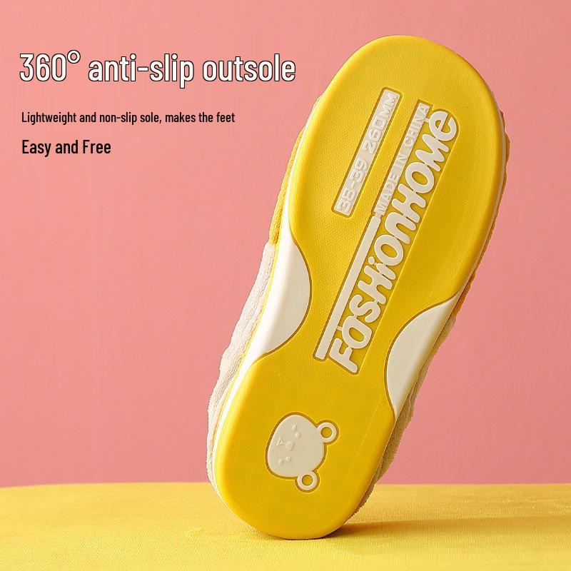 Warm Plush Non-Slip Slippers for Men & Women - Thick Sole Indoor Cotton Footwear for Fall & Winter