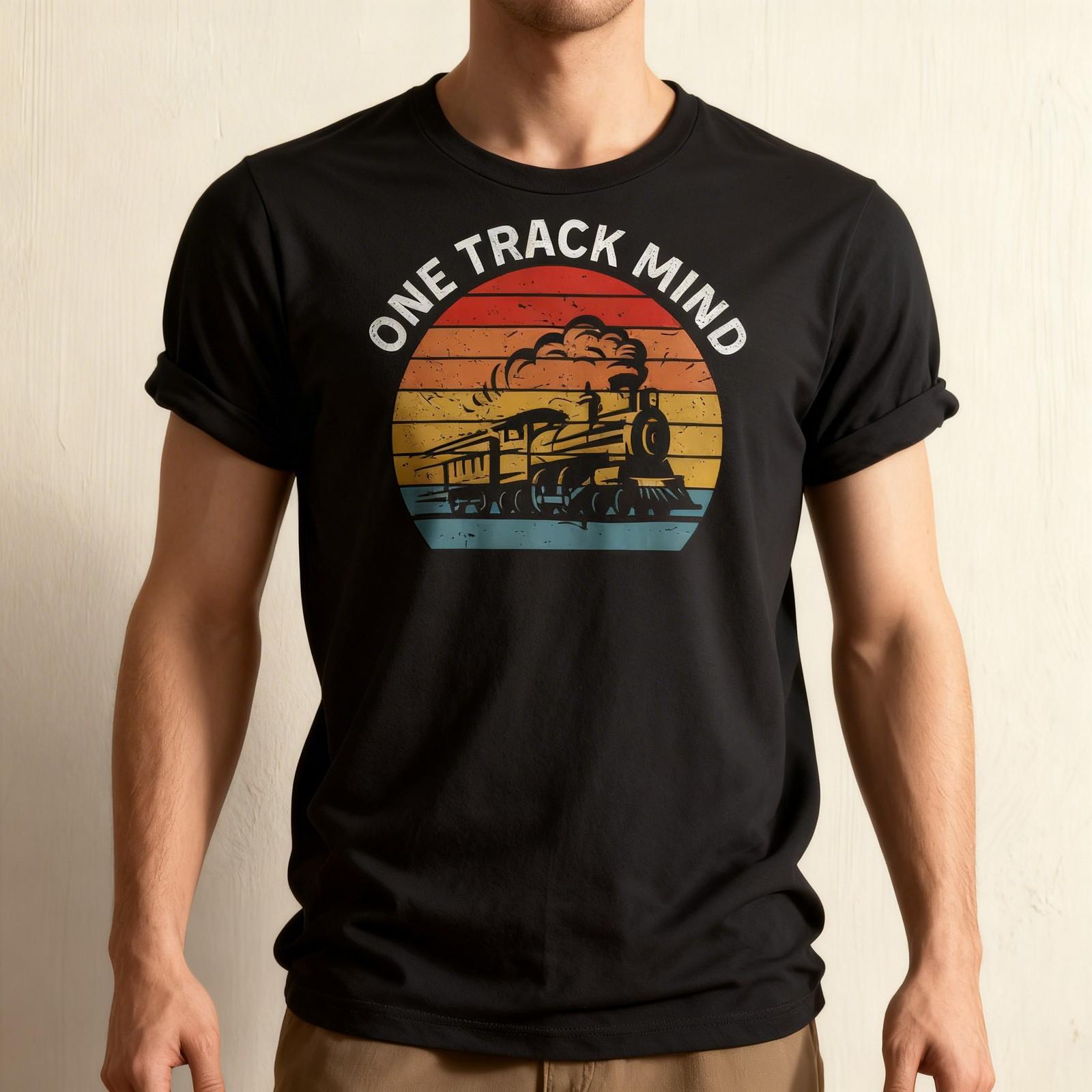 One Track Mind Retro Train Lover T-Shirt Vintage Railfan Gift S