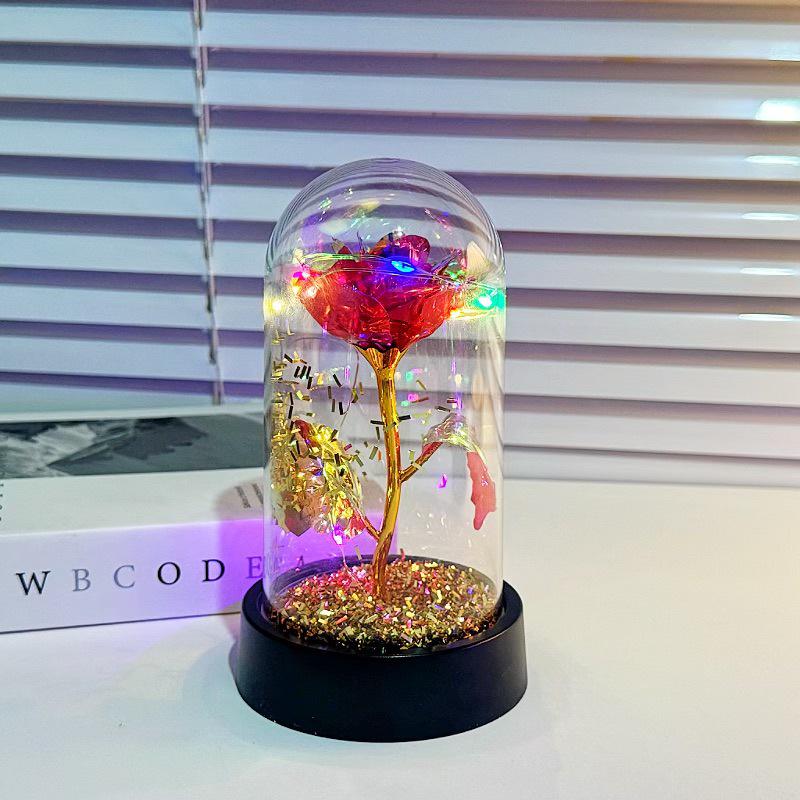 Luminous Flashing Gold Preserved Rose Bouquet – Creative Qixi Souvenir