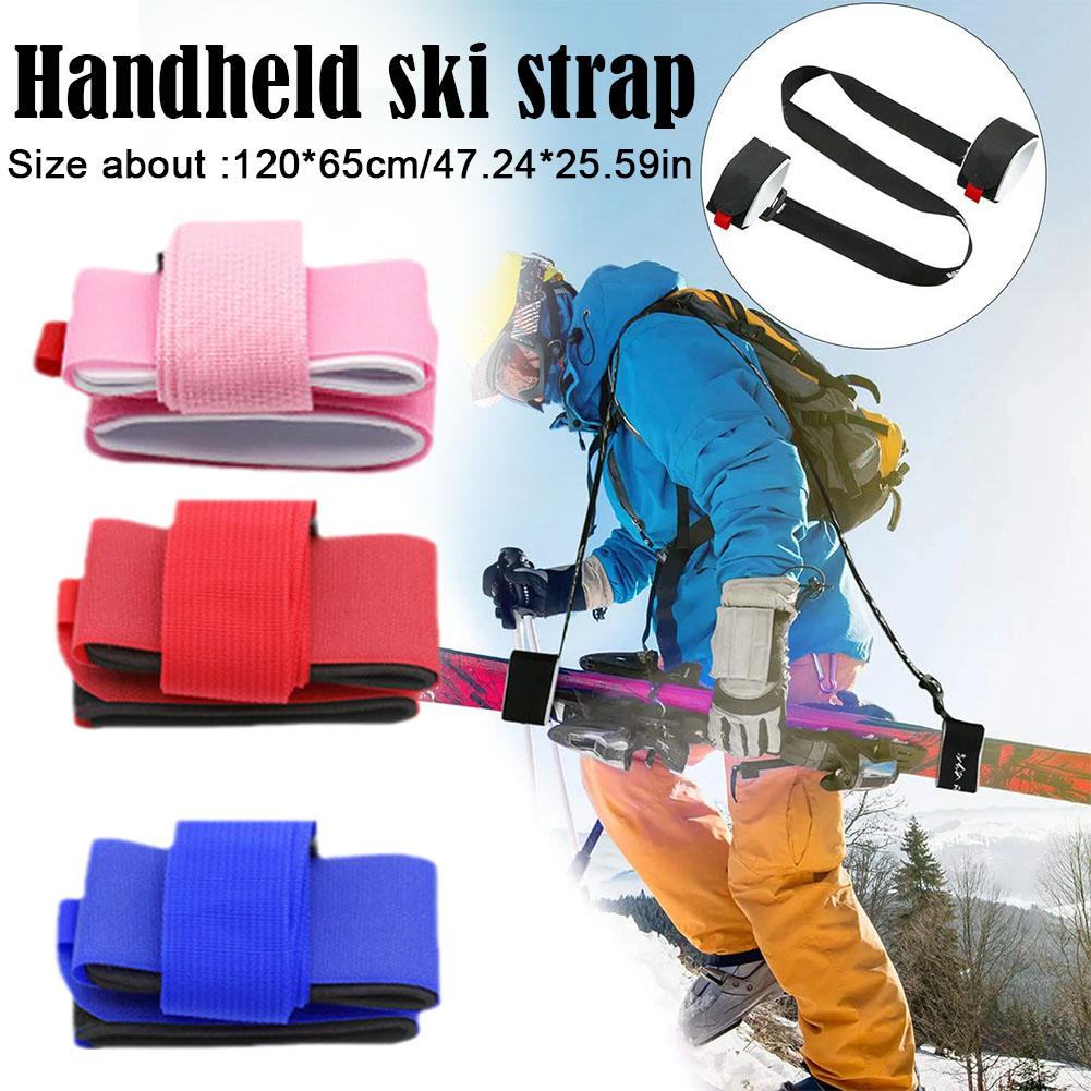 Adjustable Nylon Skiing Bags Pole Shoulder Hand Carrier Lash Handle Straps Porter Hook Loop Protecting For Ski Snowboard