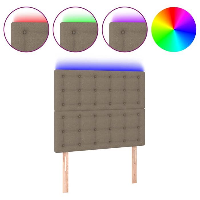 VidaXL Tête de Lit à LED Meuble de Chambre à Coucher Accessoire de Lit Simple Tête de Cadre de Lit Intérieur Taupe 3122844