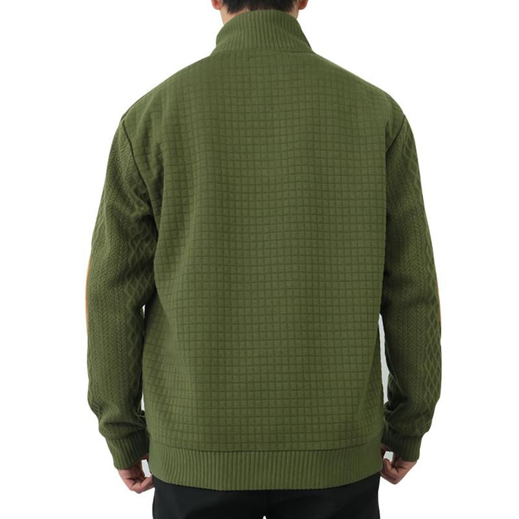 Men's Hoodless Sweatshirt Casual Relaxed Color Long Sleeve Stand Button Design For Comfortable And Winter
