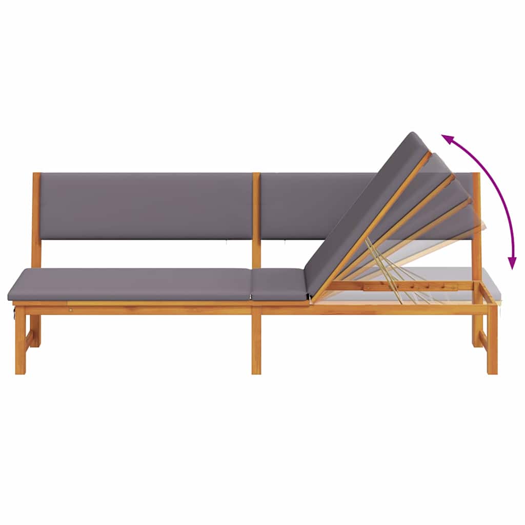 Sun Lounger Oil Natural Finish 200 x 57 x 75 cm Solid Acacia Wood