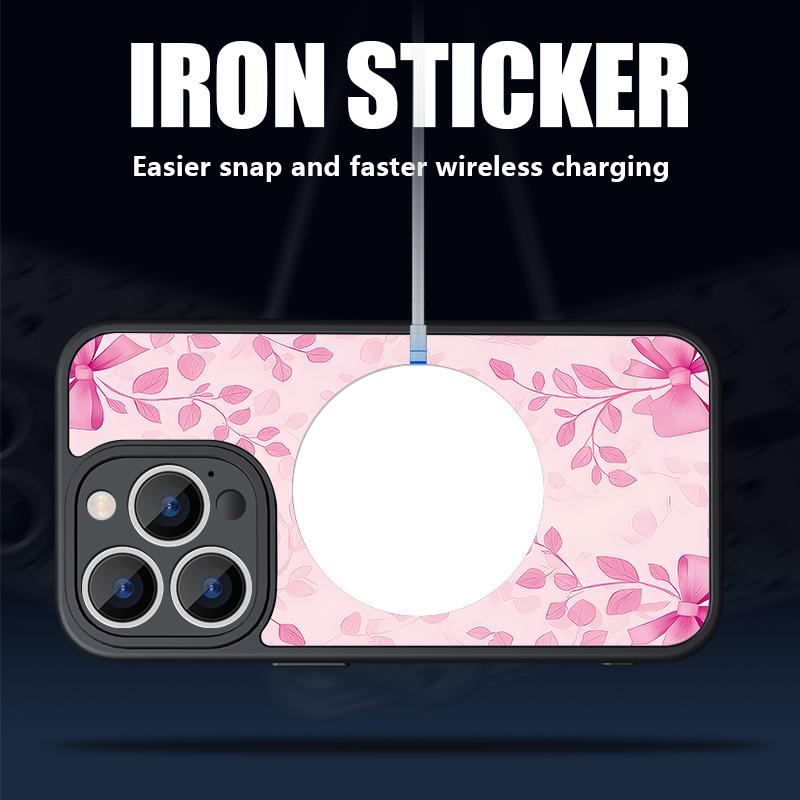 Love Heart Bowknot Print Magnetic Phone Case For iPhone 17e 17 Pro Max 16 15 14 13 Pro Max 16e 11 For Magsafe Acrylic Back Cover