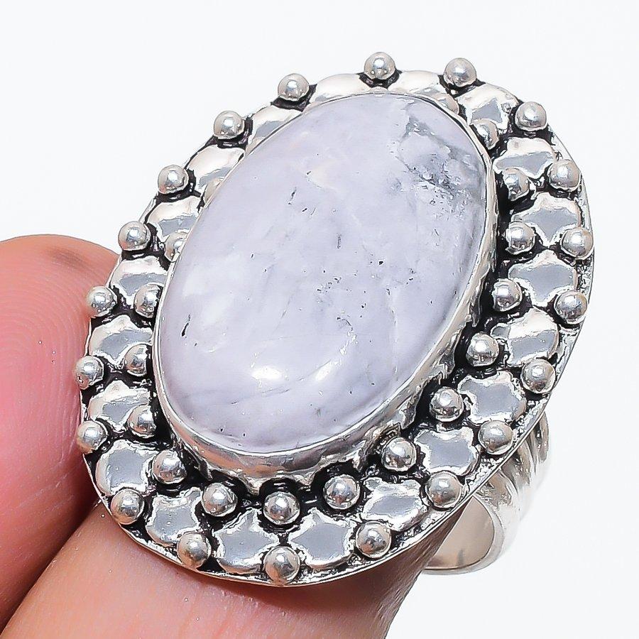 

Натуральный лунный камень драгоценный камень 925 стерлинговое серебро ювелирное кольцо размер 8.5 K3h92