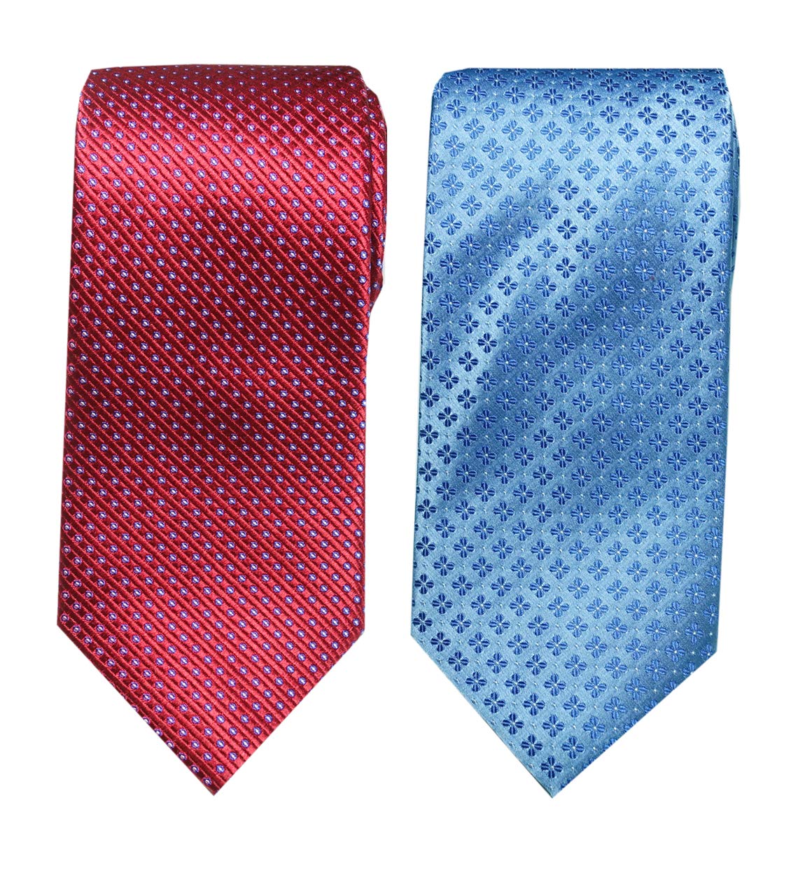 [Towergem] Men s Tie 100% Silk Jacquard Red and Blue