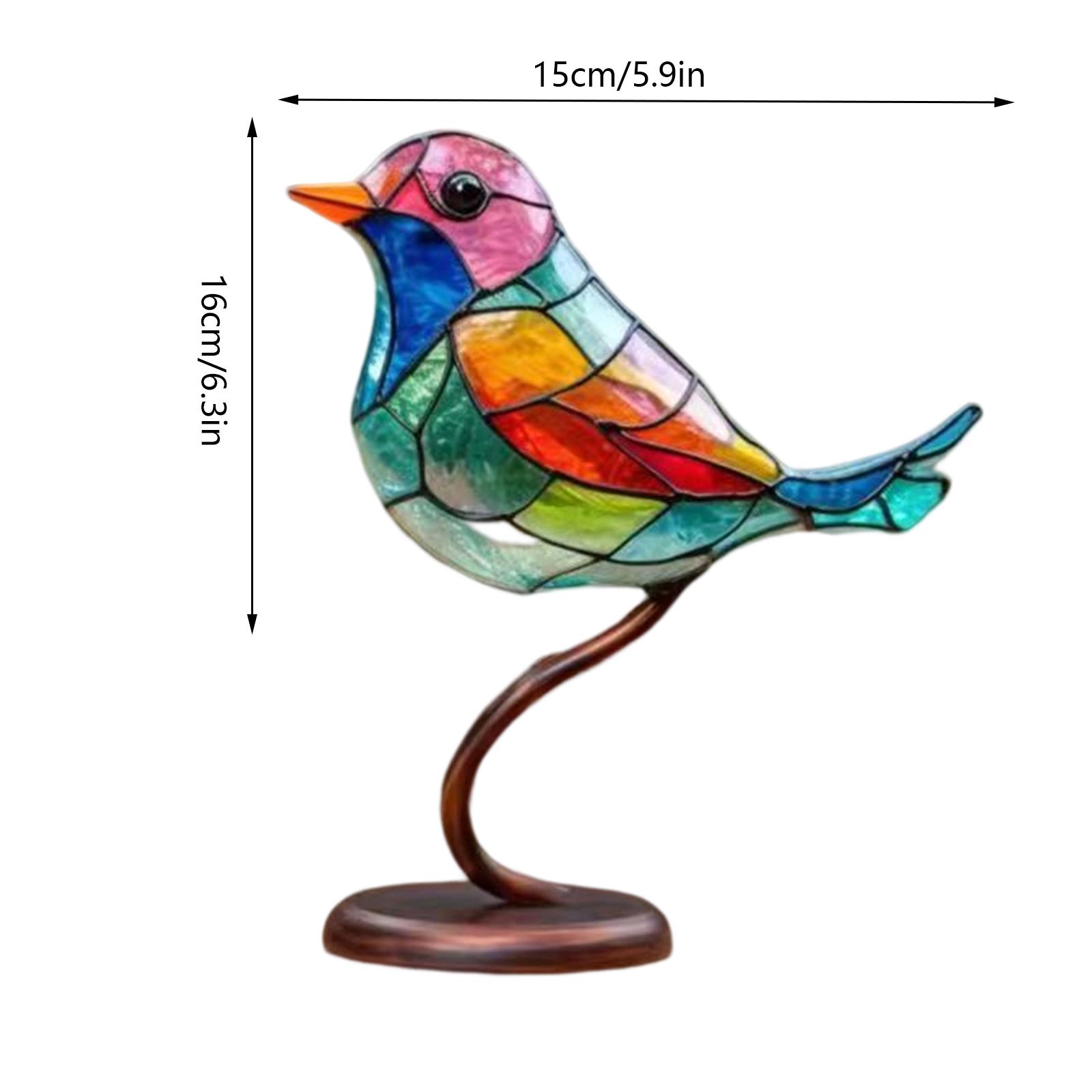 

Витражные птицы на ветке, настольные украшения, акриловая двухсторонняя красочная скульптура птицы, колибри, художественные поделки, домашний декор