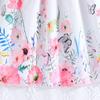 Girls' Butterfly Print Color Block Sleeveless Ruffle Dress with Belt