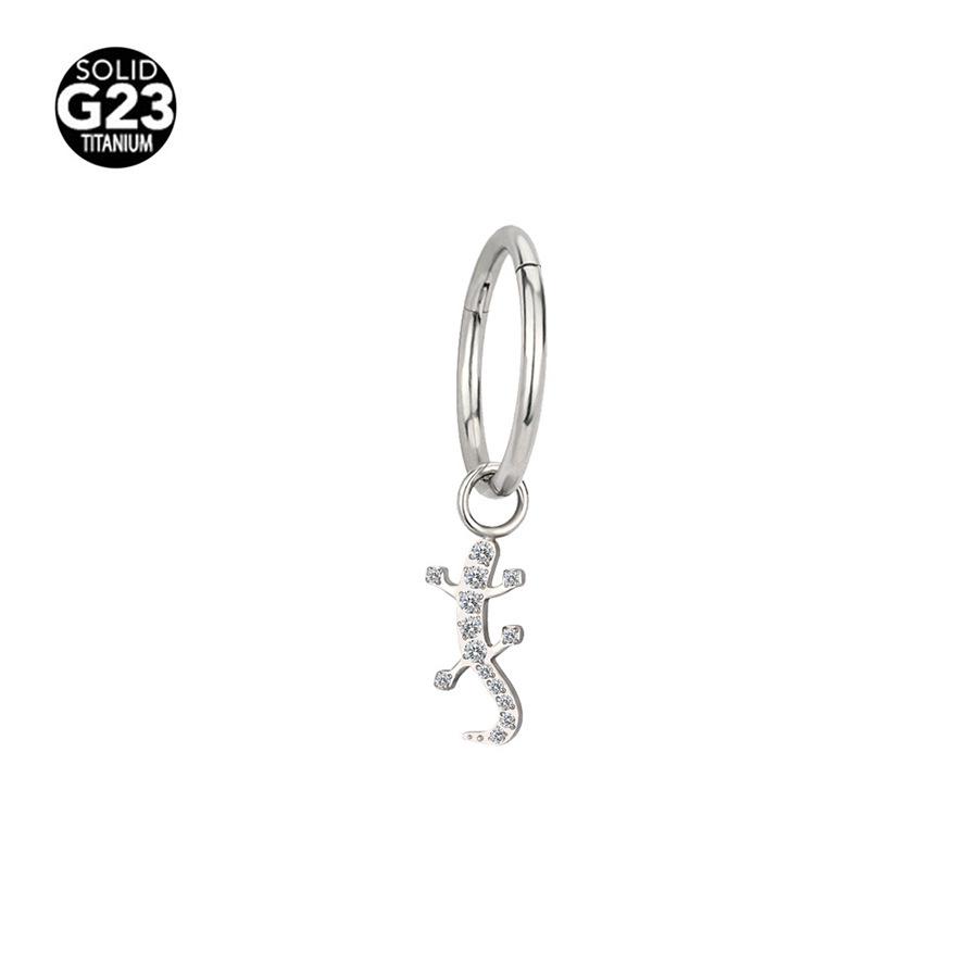 F136 Titanium Nose Ring Earring with Marquise Pendant - 1.2/1.0 Gauge Cartilage Stud Piercing Jewelry