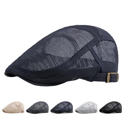 Summer Mesh Breathable Beret for Men Women Newsboy Cap Outdoor Sun Hats Flat Hat Adjustable Ivy Hat