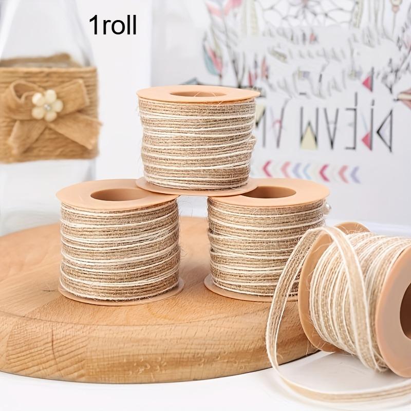 1/3rolls 10m Natural Ribbon - 0.5cm Wide Rustic Craft Ribbon for Gift Wrapping,Christmas Thanksgiving Party Supplies