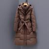 New Style, Down and Cotton Jacket, Women's Clothing, Long Over The Knee, Hooded Cotton Jacket, Waist Cinching, Slimming, Winter, Thick Coat