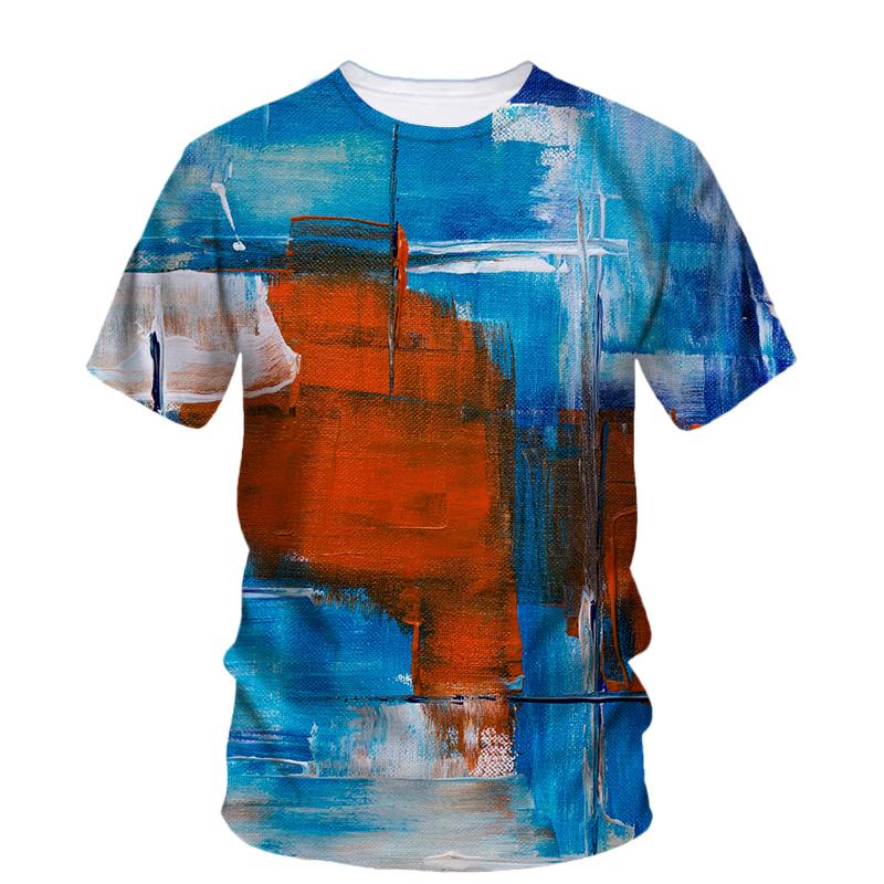Streetwear Artistic Graffiti T-shirts 3D Printing Round Neck Short Sleeves Summer Comfortable Hip Hop Men's T-shirts