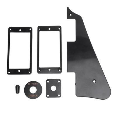 1 Set Plastic Protective Guitar Dual Coil Pickup Ring Black Back Plate Set for LP