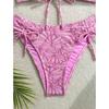 Bikini Badeanzug Feminin High-Waist Geteilter Träger Strandurlaub