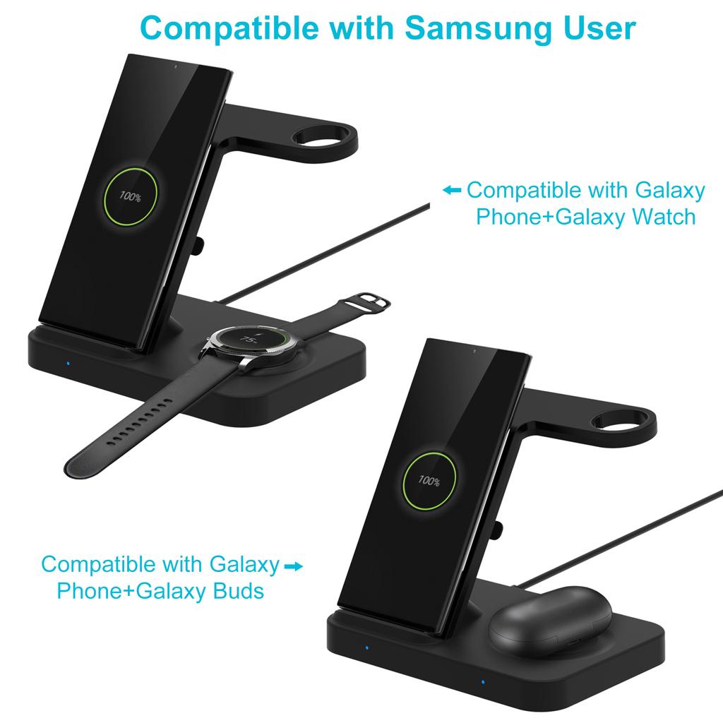 F16 Wireless Charger 5 In 1 Wireless Charging Station for Multiple Devices 15W Fast Charging Dock